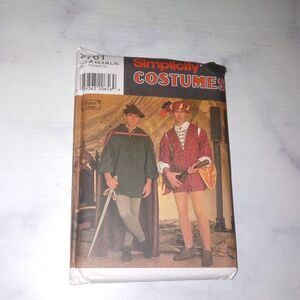 Simplicity Costumes Pattern 7761 Medieval Shirt Tunic Leggings & Hat Sz A XS-XL